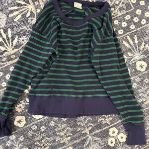 Aerie- Offline- Striped Green and Blue Sweater